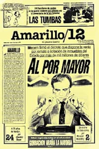 En 1992, el presidente Carlos Menem dijo que Lanata, desde Página/12, hacía "periodismo amarillo". Al día siguiente, el diario se imprimió en el papel de las páginas amarillas con el nombre "Amarillo/12"