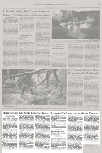 En 1995, la noticia de la investigación de los estudiantes y sus ramificaciones llegó al New York Times