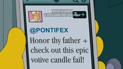 En 2013 Bart Simpson lee un tuit de Francisco, escena que referenció a la actividad del Papa en las redes sociales