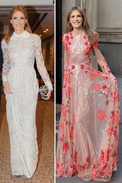 En 2015, para la gala a beneficio
del Hospital Fernández, eligió uno
de encaje y manga larga. Al lado, con un diseño floral asistió
a la exclusiva velada que organizó
la maison en el Old Royal Naval
College, Nueva York
