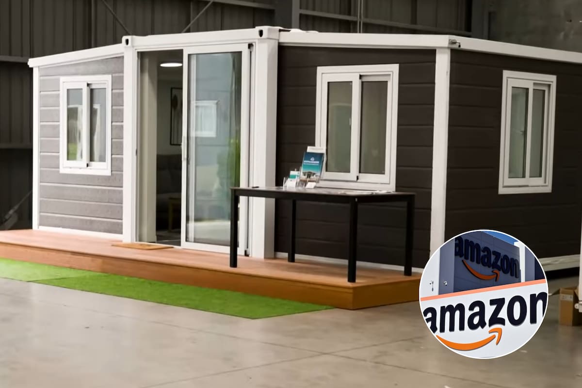 En Amazon se puede encontrar esta casa prefabricada diseñada por Elite Nest; tiene dos habitaciones, baño y cocina integrada al living