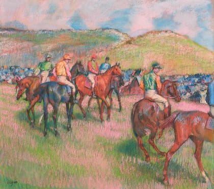En "Antes de la carrera", estimado entre USD 20 y 30 millones, Degas se luce como un maestro del pastel