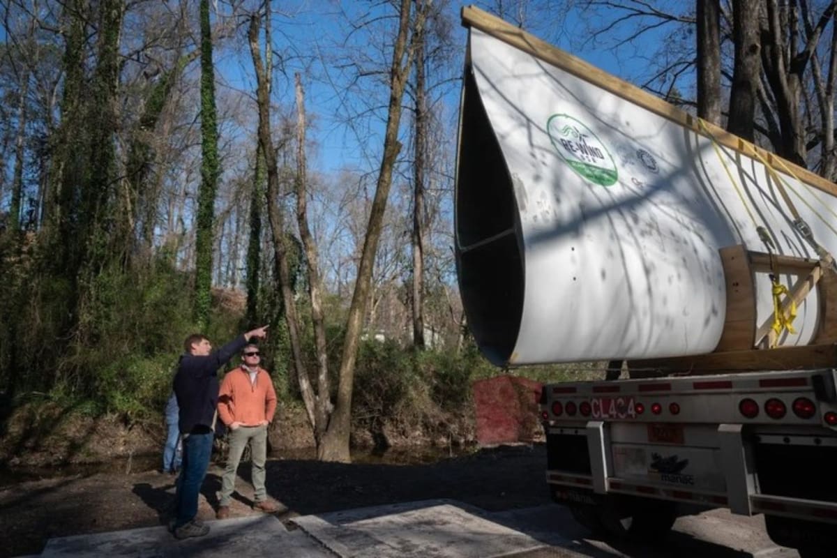 En Atlanta levantaron un puente con una pala de aerogenerador y encontraron una solución para reciclarlas (Foto: Georgia Tech)