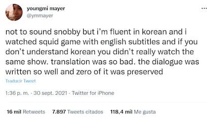 En base a las traducciones que consideró erróneas, una usuaria aseguró que si no se entiende el idioma original con los subtítulos es como otra serie