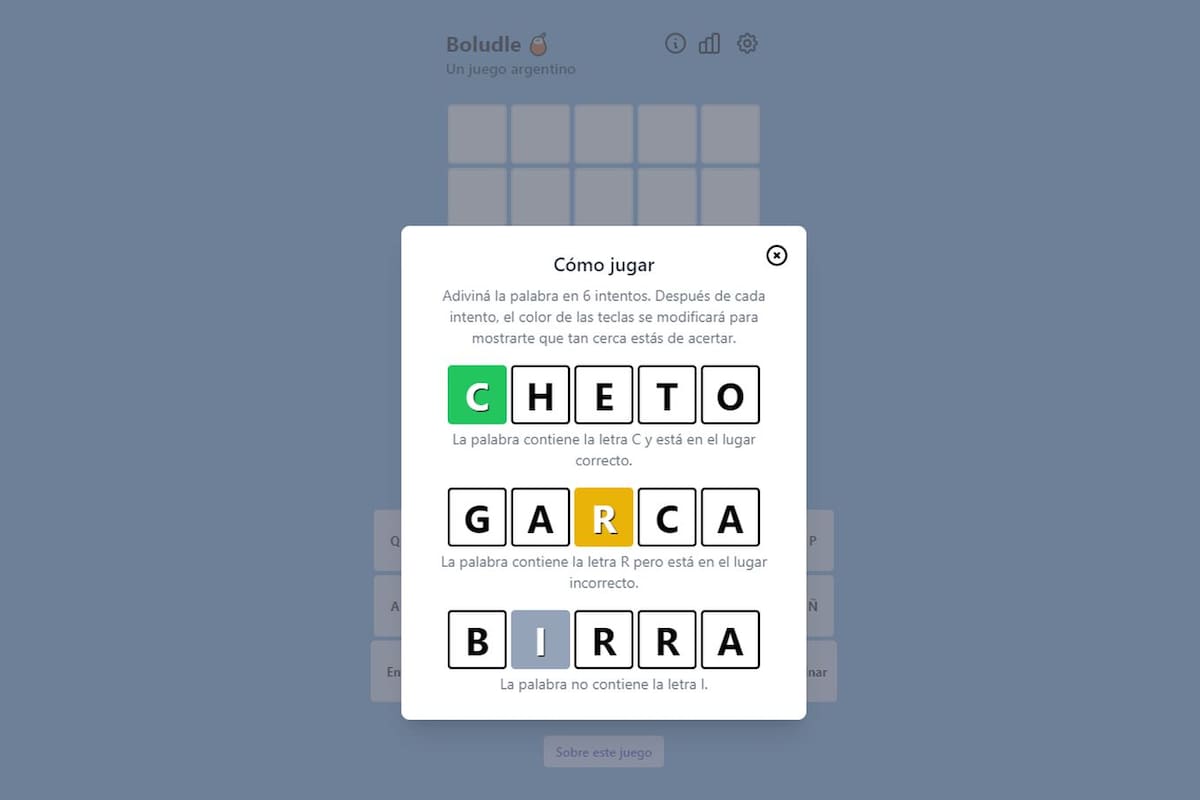 En Boludle hay que adivinar palabras de cinco letras en seis intentos, pero con la particularidad de que las palabras pertenecen a nuestro lunfardo