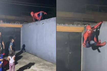 En Brasil, un hombre disfrazado de Spider-Man hizo una espectacular entrada a una casa y sorprendió a un grupo de niños que departía de una fiesta infantil