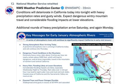 En California, las condiciones se deteriorarán progresivamente