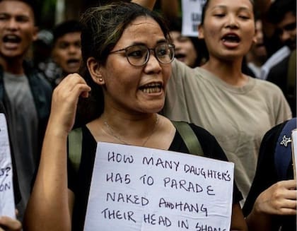 En Delhi, también hubo protestas en solidaridad a las dos mujeres de la comunidad Kuki que fueron desnudadas y exhibidas en Manipur en julio