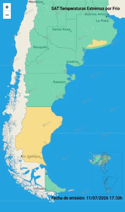 En dos provincias rige una alarte por frío extremo