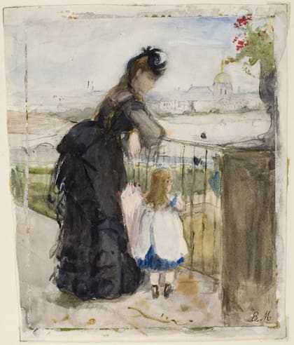 "En el balcón", obra en acuarela que después pintaría en óleo (1871/2)