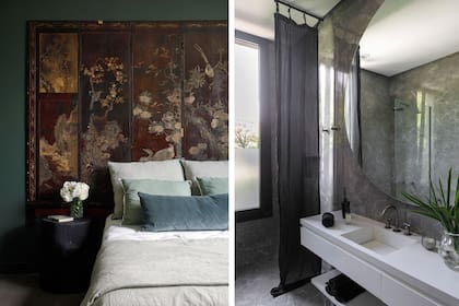En el baño de húespedes y toilette, revestimiento de piso y pared de porcelanato ‘Ascolano Gris’ (Pamesa Cerámica).