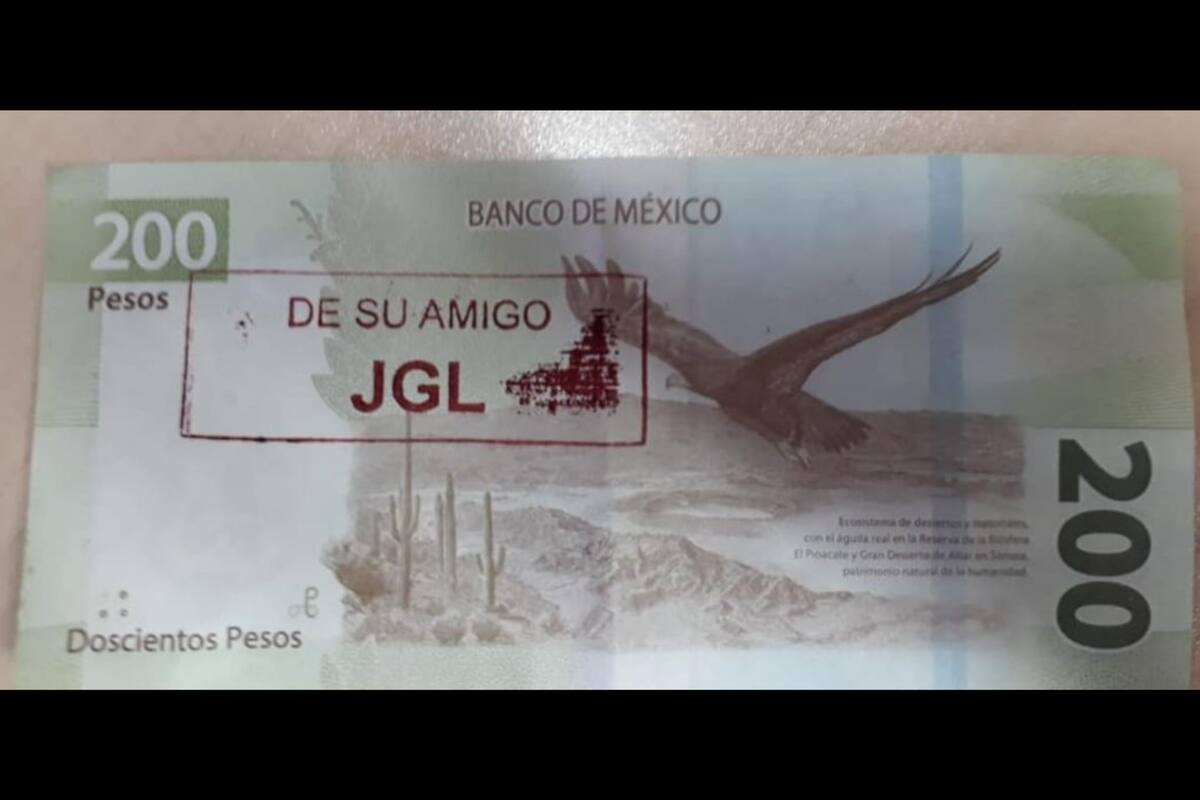 En el billete se leen las iniciales del excapo narco