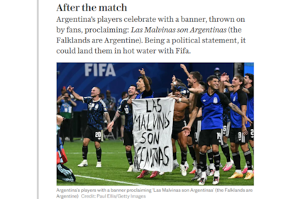 En el cierre del texto hasta se quejaron de la bandera que mostraron los jugadores