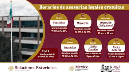 En el Consulado de México en Houston se puede pedir asesoría legal gratuita (X @ConsulMexHou)