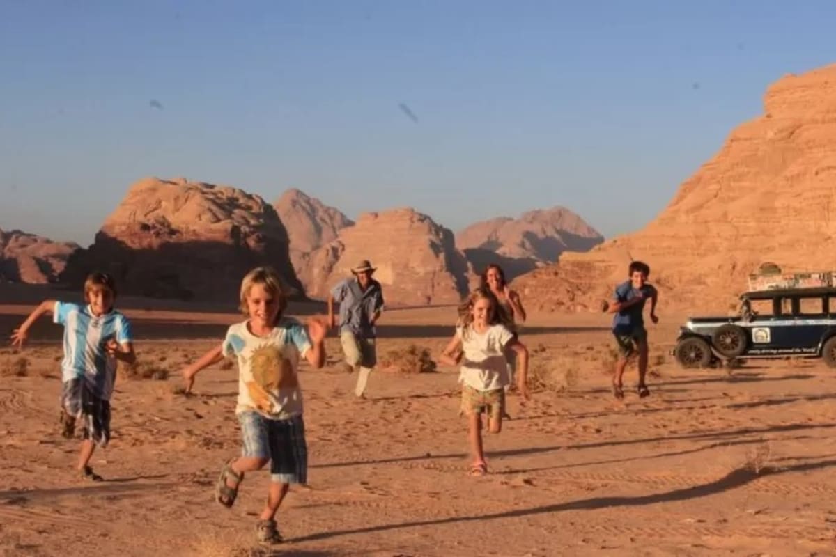 En el desierto Wadi Ram, Jordania (Foto: Gentileza familia Zapp)