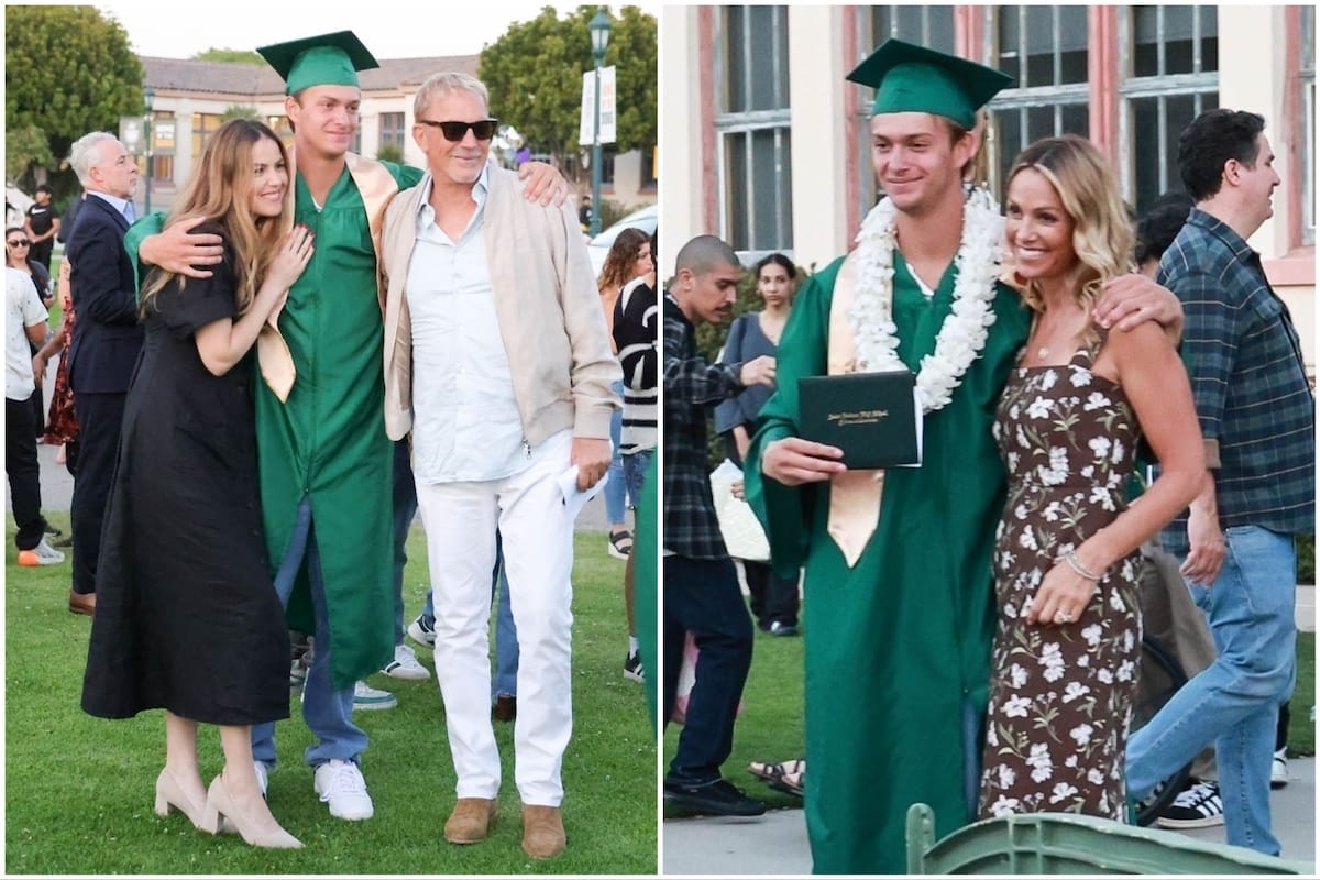 En el día de su graduación, Cayden Wyatt Costner tuvo que posar con sus padres, Kevin Costner y Christine Baumgartner, por separado