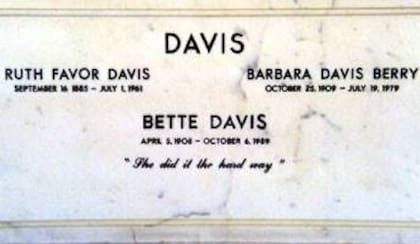 En el epitafio de su tumba en Los Ángeles dice "She did it the hard way", es decir, que lo hizo del modo difícil, así también fue su testamento