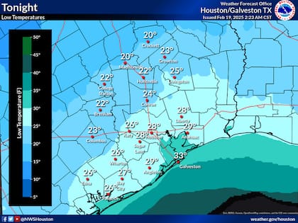 En el este de Texas se esperan temperaturas entre los entre los -9 y -12 °C