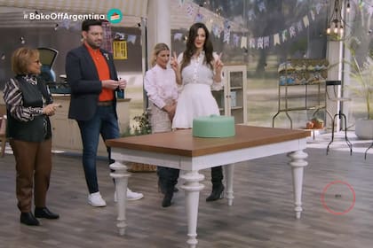 En el extremo derecho de la pantalla llamó la atención algo extraño que se movía durante el programa