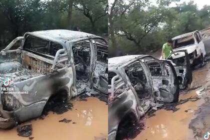 En el medio aparecieron dos camionetas prendidas fuego