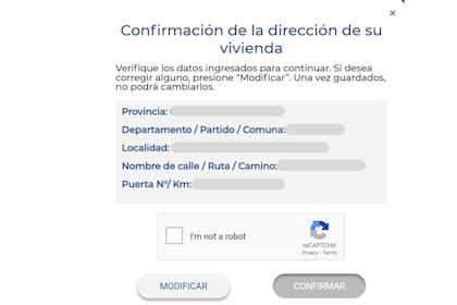En el momento de registrarse, los usuarios tendrán que confirmar los datos ingresados en el sistema para obtener el Código Único de Vivienda