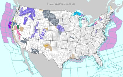 En el noreste, la interacción del aire ártico con las aguas de los lagos Erie y Ontario mantendrá activas las bandas de nieve