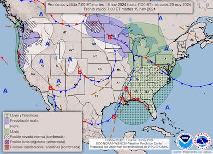 En el norte y oeste de Estados Unidos se esperan fuertes nevadas para este martes 19 de noviembre