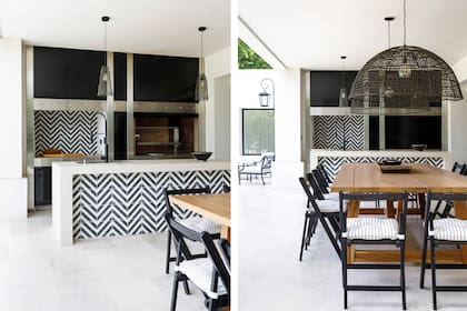 En el quincho, Guibert usó mosaicos calcáreos de Terra, en una disposición sumamente original.