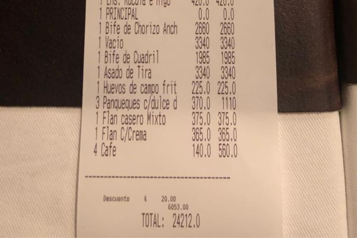 En el ticket se ve que la suma superó los 24.000 pesos