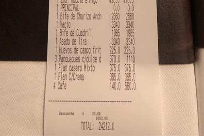 En el ticket se ve que la suma superó los 24.000 pesos