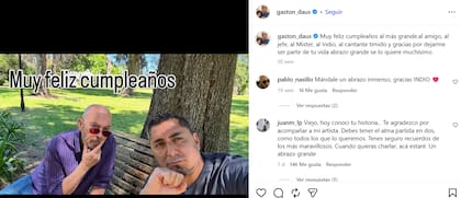 En el último cumpleaños del Indio Solari, Gastón le dedicó estas palabras y subió una foto junto a él en un parque