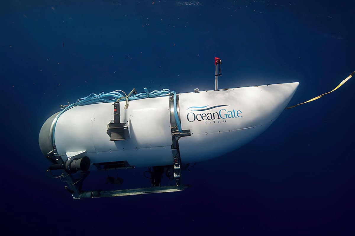 En esta imagen, proporcionada por OceanGate Expeditions, se muestra un sumergible llamado Titan utilizado para visitar el lugar del hundimiento del Titanic. (OceanGate Expeditions vía AP)