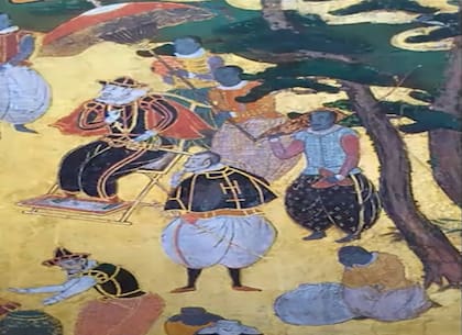 En este biombo de la escuela Kano japonesa (1590-1600) se observan guardaespaldas de origen africano detrás de un emisario portugués.