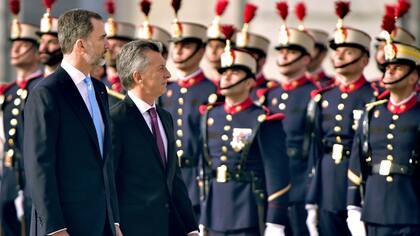 El rey Felipe y Macri, en el comienzo de la visita de Estado que se extendió por cinco días