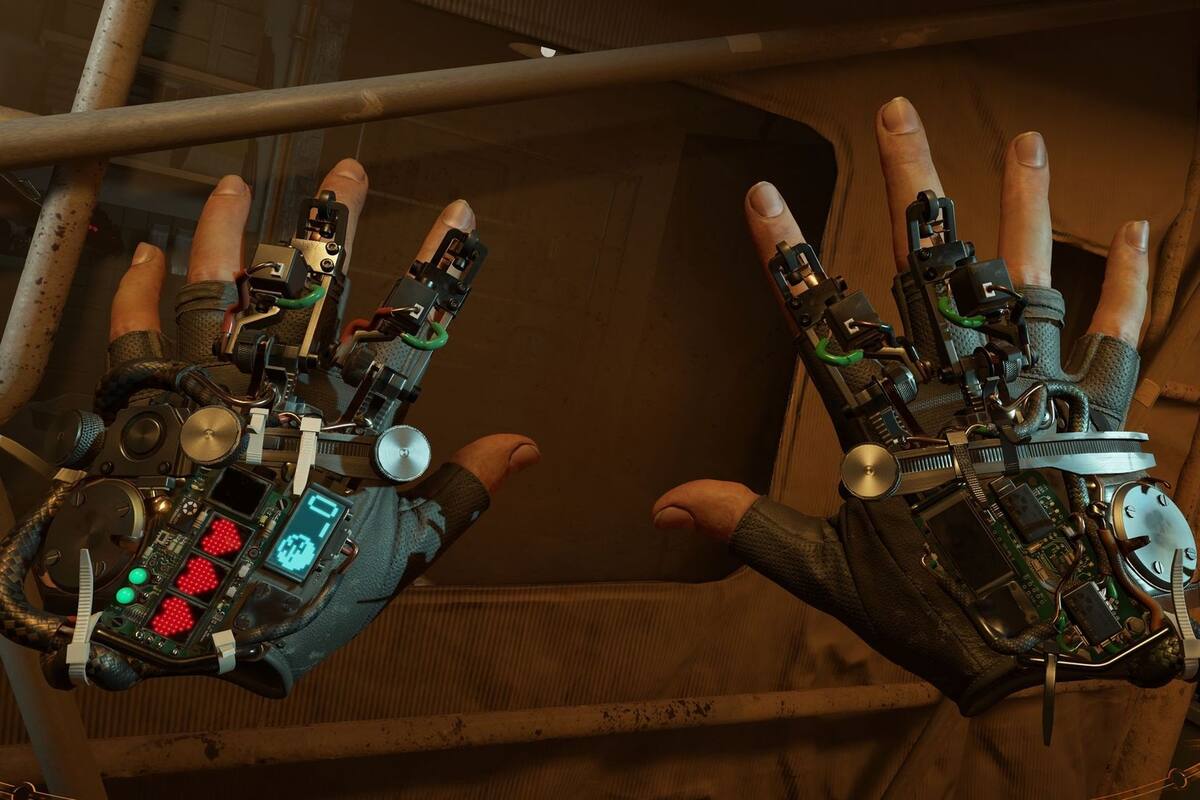 En Half Life: Alyx se ven las manos de la protagonista, con la que habrá que manipular objetos virtuales usando los mandos del casco de RV