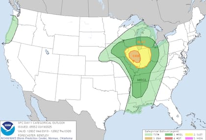 En Illinois e Indiana se esperan tornados, granizo de gran tamaño y ráfagas de viento