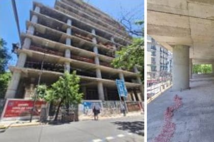 En la avenida Hipólito Yrigoyen esquina Saavedra, en Balvanera, se subasta un edificio que quedó en construcción sin terminar