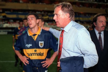 En la Bombonera, Silvio Marzolini como DT; aquí, junto a Cristian Kily González