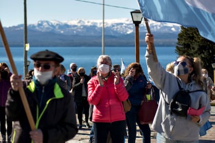 En la ciudad de Bariloche los manifestantes se congregaron en el Centro Cívico
