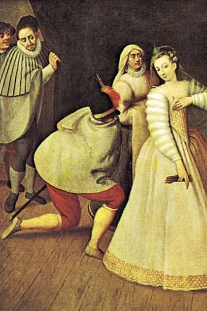 En la Commedia dell'arte, conformada por actores venecianos, había uno de ellos, devoto de San Pantaleón, que utilizaba una prenda roja en sus piernas y al que llamaban 'Pantaloni'