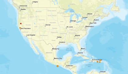 En la costa del Pacífico sur de Estados Unidos se localiza la Falla de San Andrés que ocasiona sismos frecuentes en la región