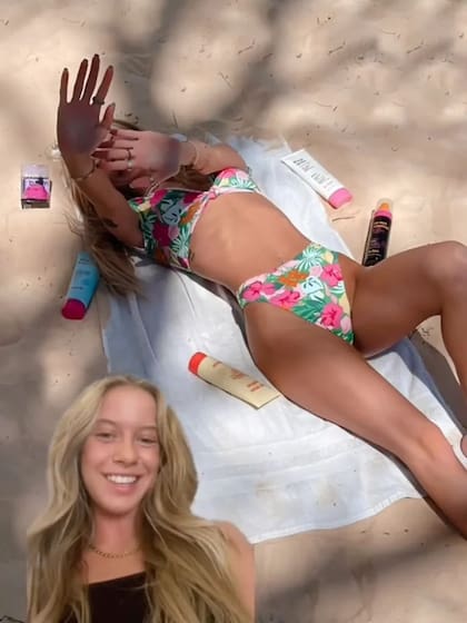 En la foto de la influencer posa como si estuviese de vacaciones en la playa (Crédito: TikTok/@kendallkiper)