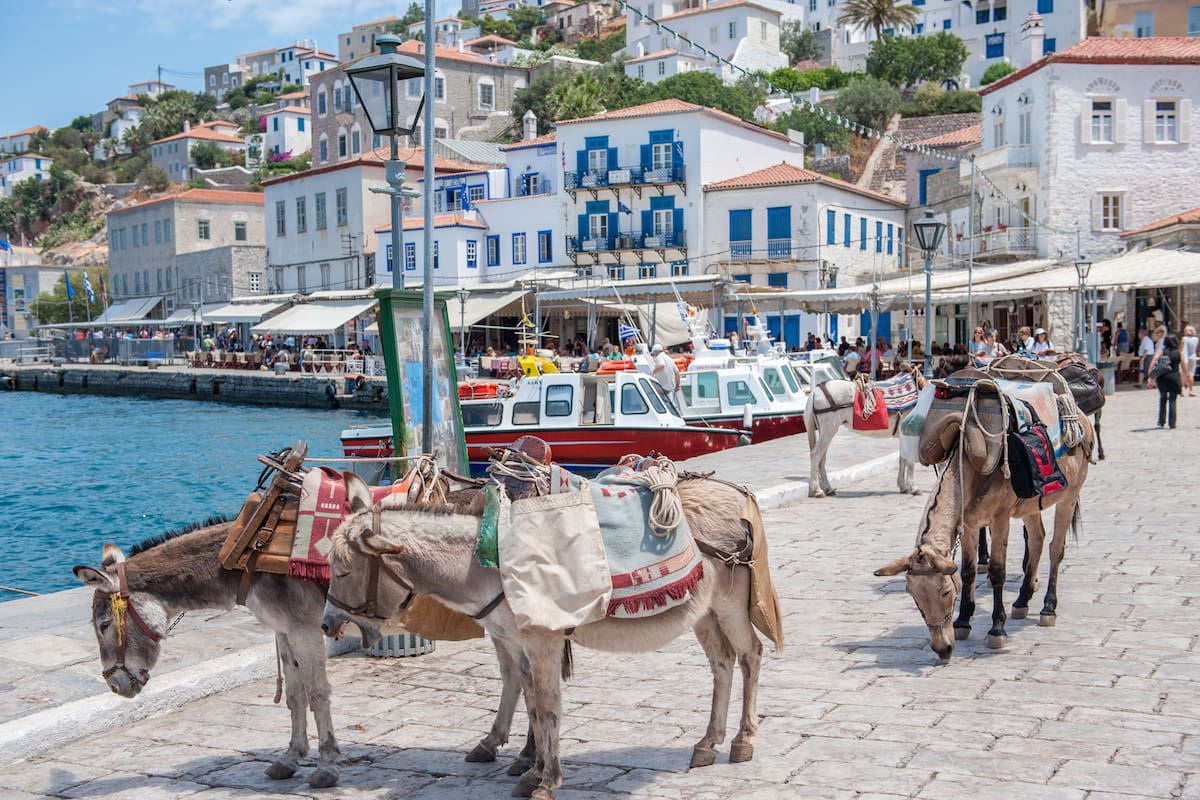 En la isla de Hidra, Grecia, prohibieron los autos y todos se mueven a caballo o en burro