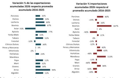 En la mayoría de las economías regionales, las importaciones representan una fracción mínima en relación con las exportaciones, lo que refuerza el perfil estructuralmente superavitario de estos sectores