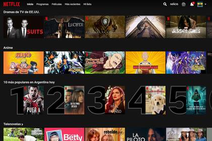 En la portada principal de Netflix se mostrarán cuáles son las series y películas más pópulares del día