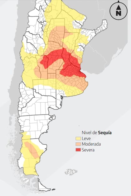 En la principal zona agrícola, la región núcleo, hay un importante porcentaje de sequía en una condición severa