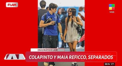 En LAM confirmaron la ruptura de Franco Colapinto y Maia Reficco (Foto: Captura TV)