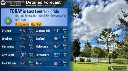 En las ciudades del centro este de Florida se esperan temperaturas elevadas
