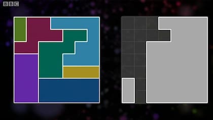 En las pruebas de IQ hay algunos planteamientos comoe este, en el que tienes que crear la forma que está a la derecha en gris, eliminando secciones de las que aparecen de colores a la izquierda. Si eliminas una de abajo y queda un vacío, la que está encima, cae