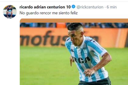 En las redes sociales, Centurión se expresó para celebrar el título de Racing